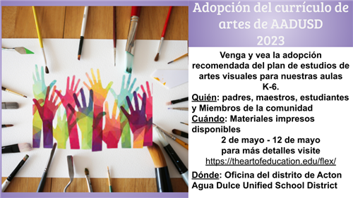 Arts Curriculum Adoption spanish